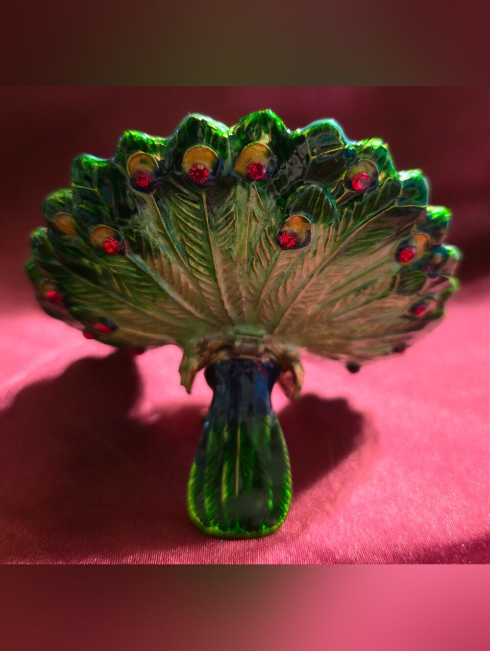 Bejeweled Enamel Peacock Trinket Box - Picture 2 of 5
